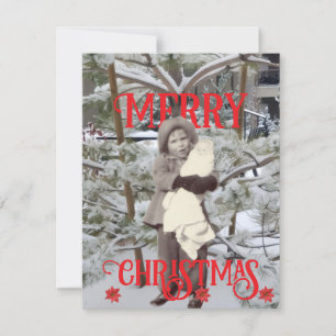 Cartão Fotos de Neve e Poinsettias Feliz Natal