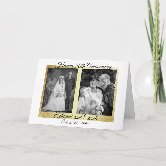 Cartão Fotos personalizadas de casamento 50º aniversário (Frente)