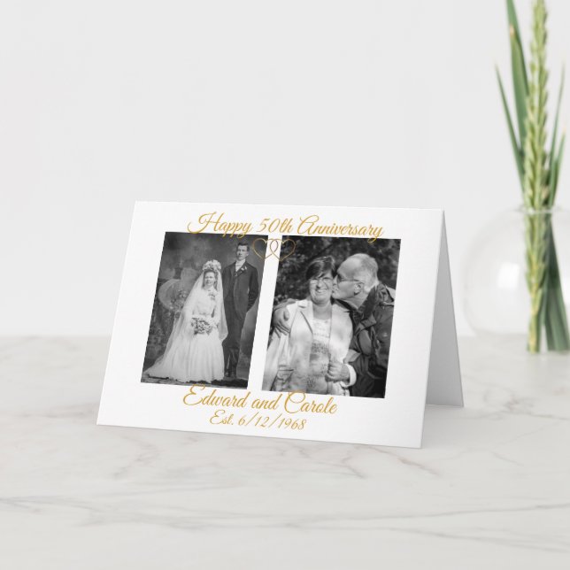 Cartão Fotos personalizadas de casamento 50º aniversário (Frente)