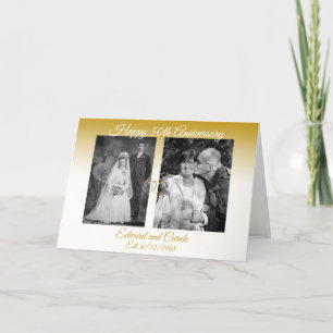 Cartão Fotos personalizadas de casamento Dourado 50º aniv