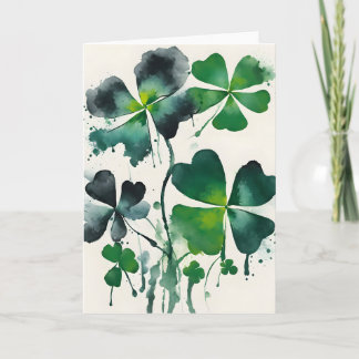 Cartão Four-leaf clover - Watercolor flowers