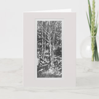 Cartão Four Trees Woodcut Greeting Card