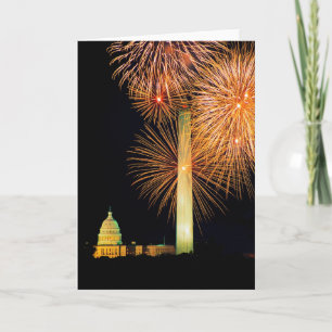 Cartão Fourth of July, Firework Display, Skyline