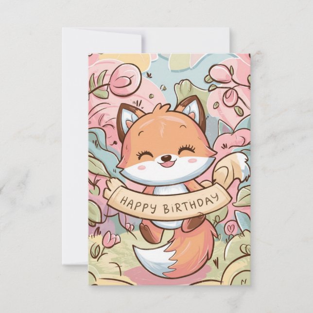 Cartão Fox Birthday bonito (Frente)