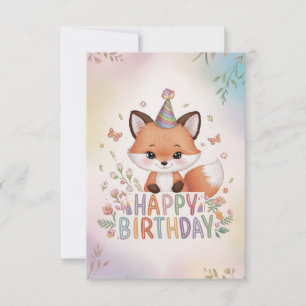 Cartão Fox Birthday — Floresta Encantada