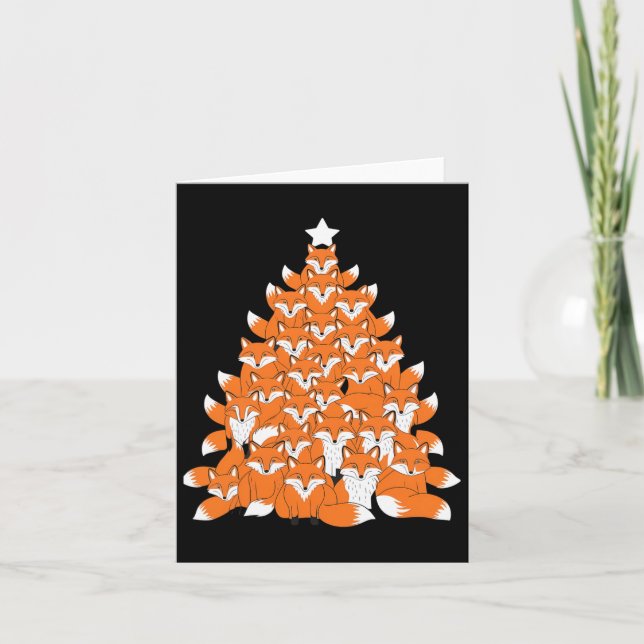 Cartão Fox Christmas Tree Fox Xmas Tree Engraçado Fox Chr (Frente)