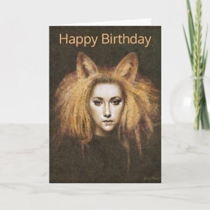 Cartão Fox Ears Girl Birthday Card