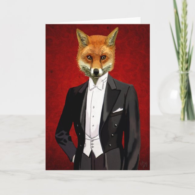 Cartão Fox In Evening Suit, Portrait (Frente)