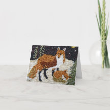 Fox Mãe e Cub Notecard