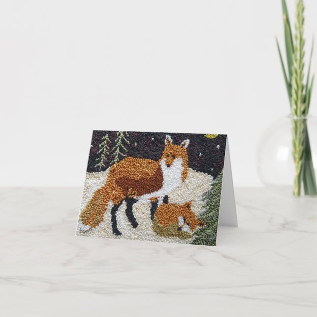Cartão Fox Mãe e Cub Notecard (Frente)