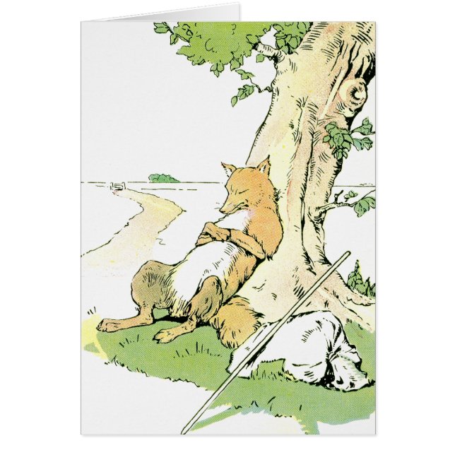 Cartão Fox Napping que inclina-se contra a árvore (Frente)