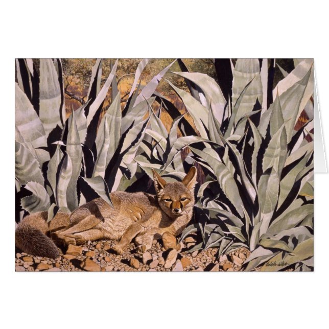 Cartão Fox no deserto "casa segura " (Frente Horizontal)