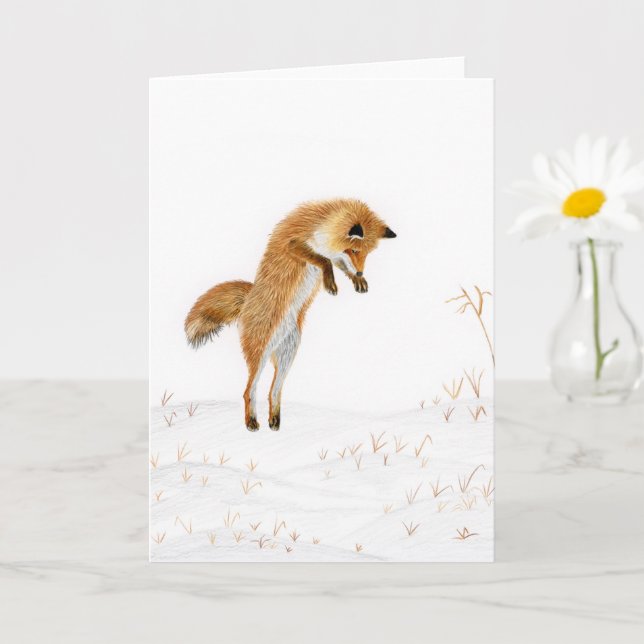 Cartão Fox Saltando Natal (Planta pequena)