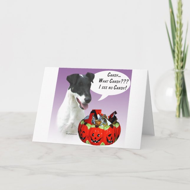 Cartão Fox Terrier Halloween Candy (Frente)