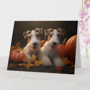 Cartão Fox Terrier Puppy Autumn Delight Pumpkin