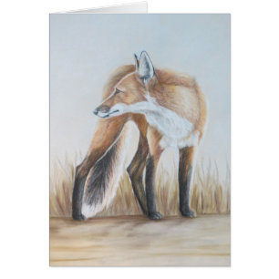 Cartão Fox vermelho que olha para trás