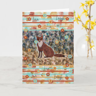 Cartão Fox WatercolorArt with Love, Live, Laugh 5x7 Card
