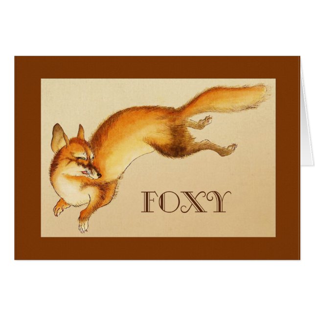 Cartão "Foxy" - Esboço japonês venenoso de uma raposa (Frente Horizontal)