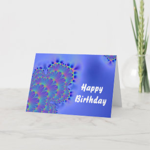 Cartão Fractal Birthday Blue