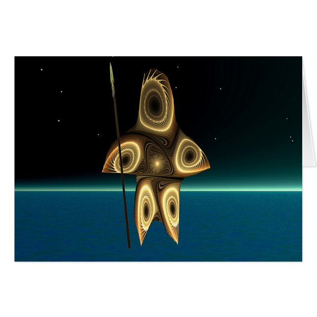 Cartão Fractal Inuit Hunter (Frente Horizontal)