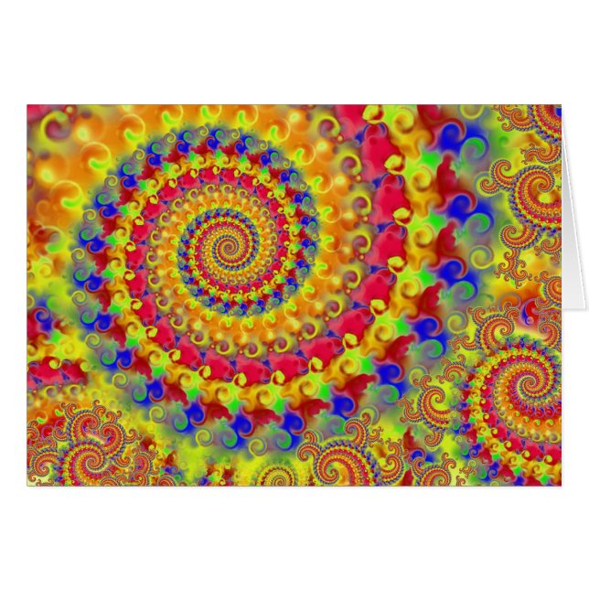 Cartão Fractal louco amarelo (Frente Horizontal)