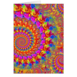 Cartão Fractal louco cor-de-rosa