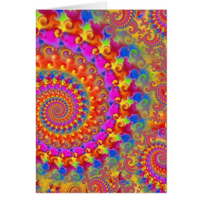 Cartão Fractal louco cor-de-rosa (Frente)