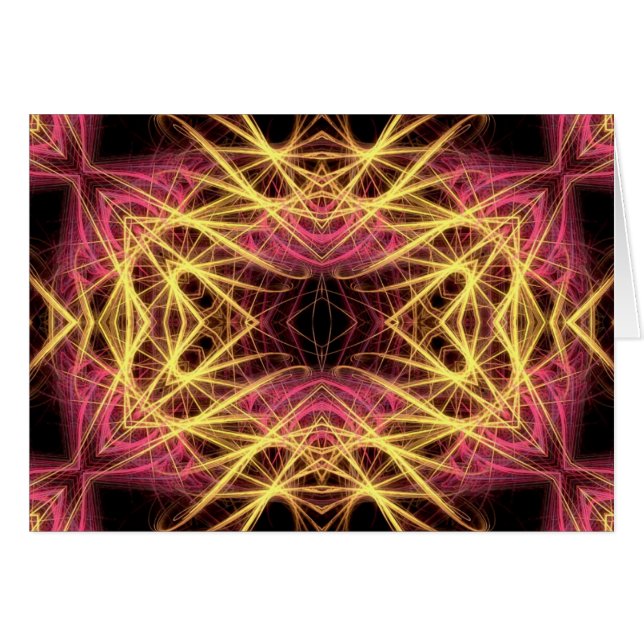 Cartão fractal rosa e ouro (Frente Horizontal)