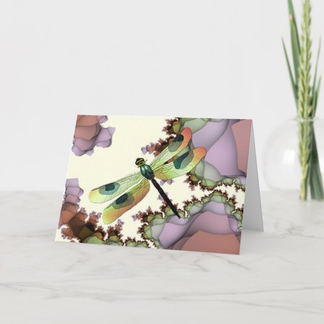 Cartão Fractals Dragonfly (Terra) (Frente)