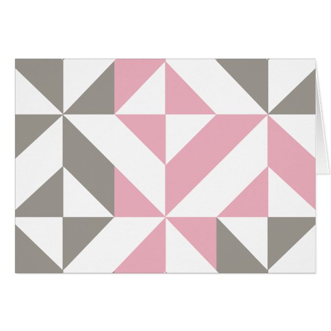 Cartão Framboesa rosa e ZigZag geométrica prateada (Frente Horizontal)