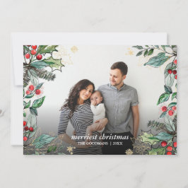 Cartão Framboesas de Natal Quadro de Foto Completa Férias