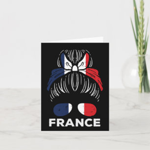 Cartão França Bandeira Garota Francesa Hairbun Futebol Fa