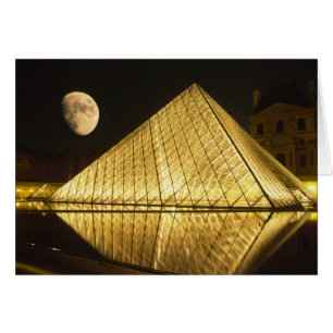 Cartão França, Paris, Museu do Louvre, Noturno