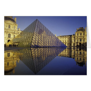 Cartão FRANÇA, Paris Reflexão, Pirâmide. O Louvre