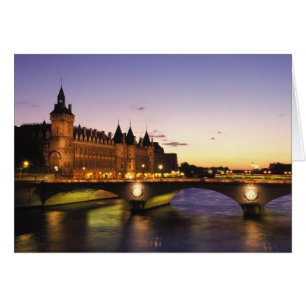 Cartão França, Paris, Rio Sena e Conciergerie em