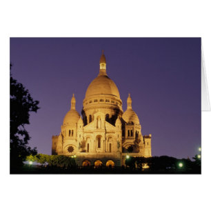 Cartão França, Paris, Sacré-Coeur ao crepúsculo.