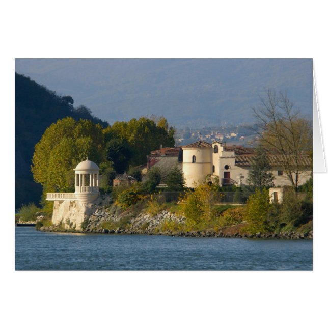 Cartão França, Rio Rhone, cidade perto de Vienne 2 (Frente Horizontal)
