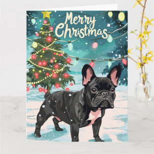 Cartão Francês Buldogue Feliz Natal