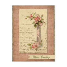 Cartão francês romântico do rosa do rosa do