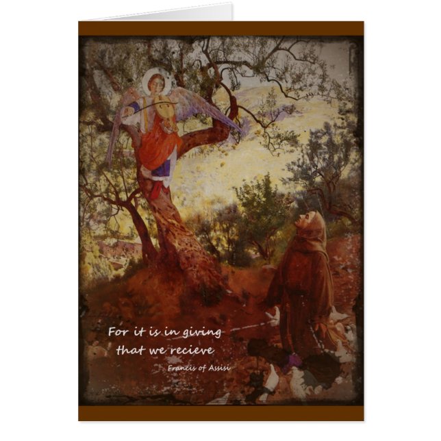 Cartão Francis of Assisi Kneeling (Frente)