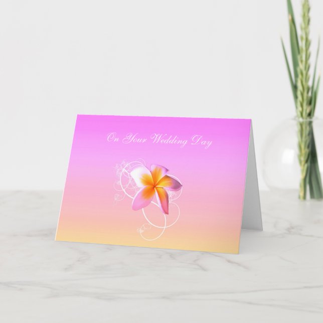 Cartão Frangipani Beach / Island Wedding Greeting Card (Frente)