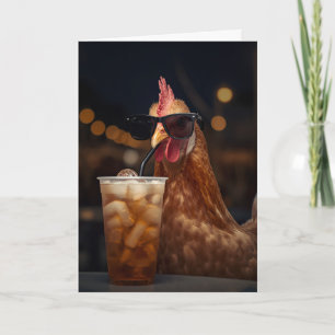 Cartão Frango Engraçado Frango Legal Com Presente de Chá