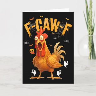 Cartão Frango Fantasma de Halloween F-caw-f