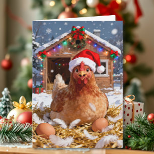 Cartão Frango Festivo e Piadas de Natal Divertido