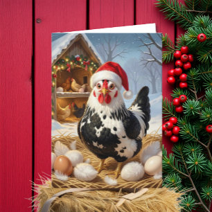 Cartão Frango Preto e Branco e Piada de Natal   Engraçado