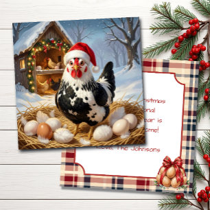 Cartão Frango Preto e Branco e Piada de Natal   Engraçado