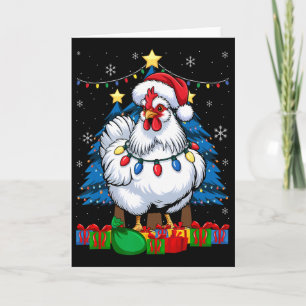 Cartão Frango Sedoso Silkie Gráfico de Natal Engraçado _1