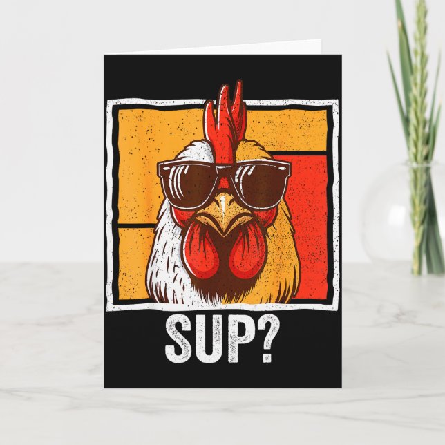 Cartão Frangos Sungles Fazenda Animal Engraçado Para Home (Frente)