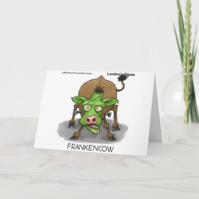 Cartão "FrankenCow" Funny Halloween Gifts & Collectibles (Frente)