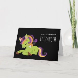 Cartão Frankenstein Unicorn Halloween Desenhando Anivers